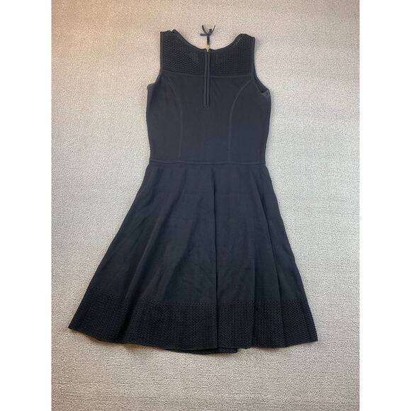 Cynthia Rowley Women's Medium Black Open Knit Fit & Flare A-Line Dress - Picture 2 of 9